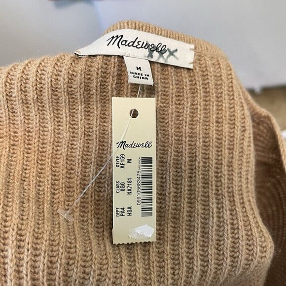 NWT Madewell Wool Blend Relaxed V-Neck Sweater Dress Camel Brown size Medium - Picture 8 of 9
